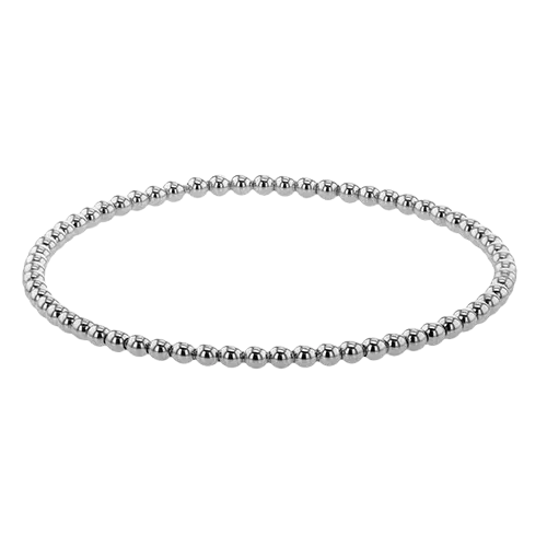 [LB2532] 18Kt White Gold Beaded Stretch Bangle 7"