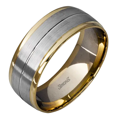 [LG103] 14Kt Two Toned Brushed Finish Cut Out Band Sz10.5