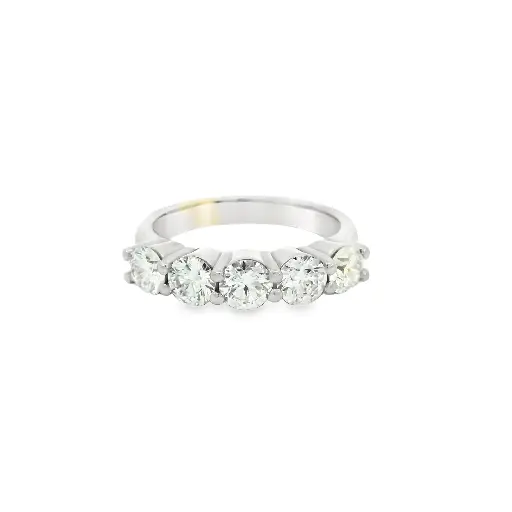 [S12493] Platinum Ring With (5) Round Diamonds Weighing 1.82cttw