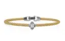 [04-37-7012-11] 18Kt White Gold Yellow Nautical Cable Bracelet With (4) Princess Cut Diamonds Weighing 0.13cttw