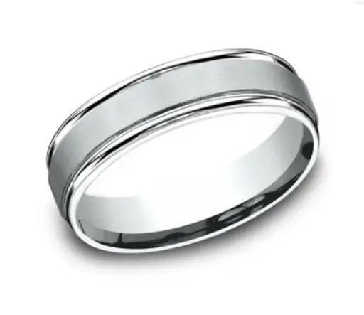 [RECF7602S14KW07.5] 14Kt White Gold 6mm Double Cut Band Sz7.5