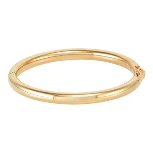 [FRG084733Y65] 14Kt Yellow Gold 6.2mm Oval Hinged Bangle