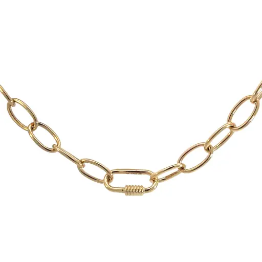 [FRF085802Y17] 14Kt Yellow Gold Large Oval Link Chain Necklace 17"