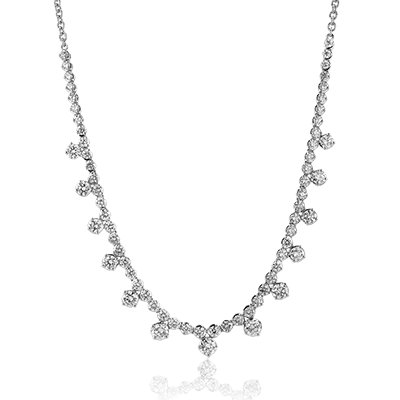[LP4951] 18Kt White Gold Necklace With (67) Round Diamonds Weighing 1.84cttw