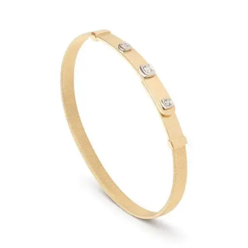 [SG43-B-YW-M5] 18Kt Yellow Gold Masai Bracelet With (3) Round Diamonds Weighing 0.09cttw