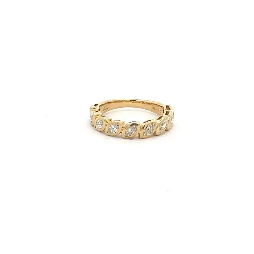 [7835-3] 18Kt Yellow Gold Bezel Band With (9) Round Diamonds Weighing 0.98cttw
