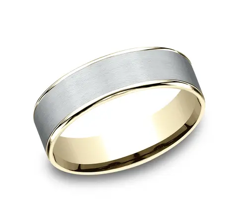 [CF26601014KYPT09.5] Platinum And 14Kt Yellow Gold 6mm Comfort Fit Satin Center Band Sz9.75