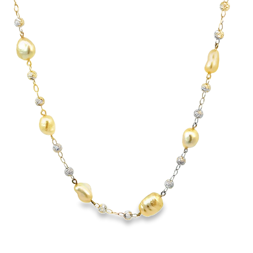 [KN7P] South Sea Keshi Pearl Station 28" Necklace In Platinum