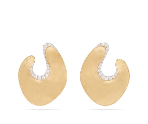 [OB1912 B YW Q6] Lunaria Swoop Earrings With (30) Round Diamonds Weighing 0.80cttw in 18Kt Yellow And White Gold