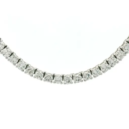 [N-9T-14KW-4] Tennis Necklace With (149) Round Diamonds Weighing 9.09cttw In 14Kt White Gold 