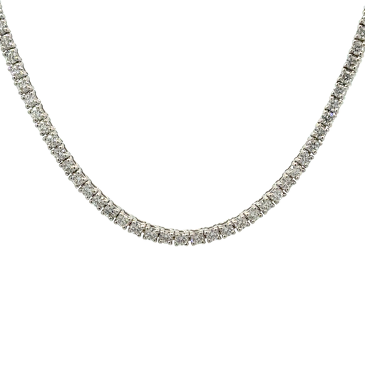[N-5T-14KW-2] Tennis Necklace With (176) Round Diamonds Weighing 5.05cttw In 14Kt White Gold 