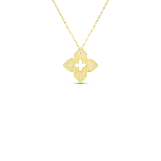 [7772824AYCHX] Venetian Princess Pendant Necklace With (4) Round Diamonds Weighing 0.06cttw In 18Kt Yellow Gold