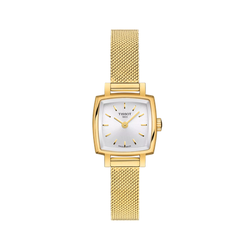 [T058.109.33.031.00] 20mm Lovely Square Silver Dial Gold Tone Watch With A Stainless Steel Strap