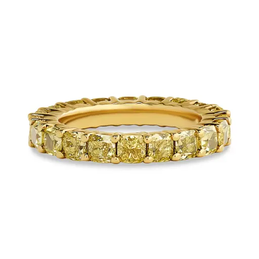 [R42227H.8] Eternity Band With (18) Radiant Cut Fancy Yellow Diamonds Weighing 6.13cttw In 18Kt Yellow Gold