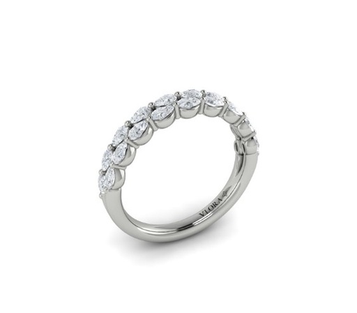 [VW50931-PT] Two Row Half Eternity Band With (19) Pear Shaped Diamonds Weighing 0.93cttw In Platinum