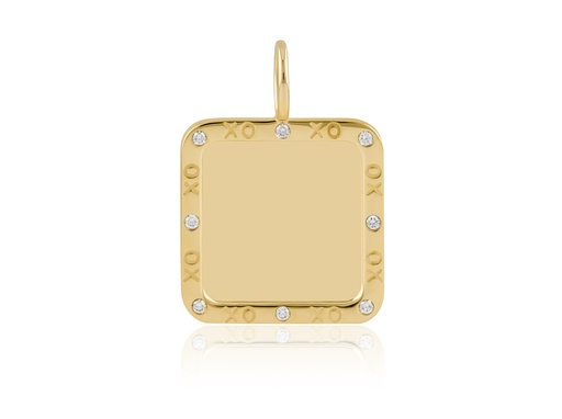 [P3114DY] 14Kt Yellow Gold Love Language Square Pendant With (8) Round Diamonds Weighing 0.11cttw