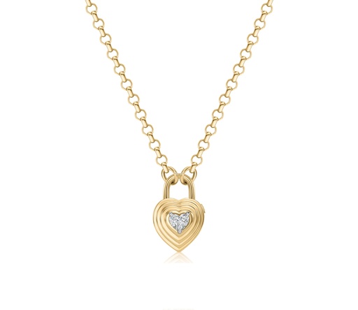 [N0622DPTY] Stories Layered Heart Necklace With A Heart Shaped Diamond Weighing 0.30ct In 18Kt Yellow Gold And Platinum