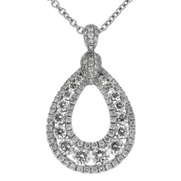 [4F0693AWPDD0] Diamond Teardrop Pendant Necklace 1.53cttw