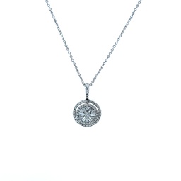[4F0900AWPDD0] Diamond Circle Pendant Necklace 0.66cttw