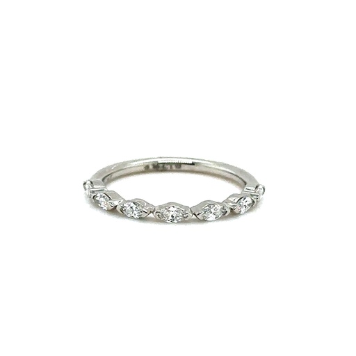 [B0.07-7MQ-PT-6] Half Eternity Band With (7) Marquise Diamonds Weighing 0.38cttw In Platinum