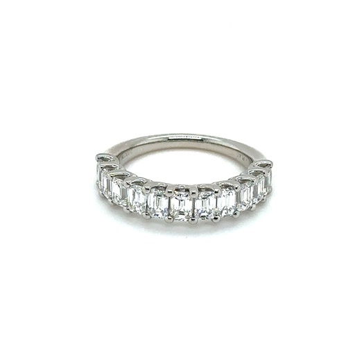 [B0.20ECHWNS-PT-3] Half Eternity Band With (11) Emerald Cut Diamonds Weighing 2.08cttw In Platinum