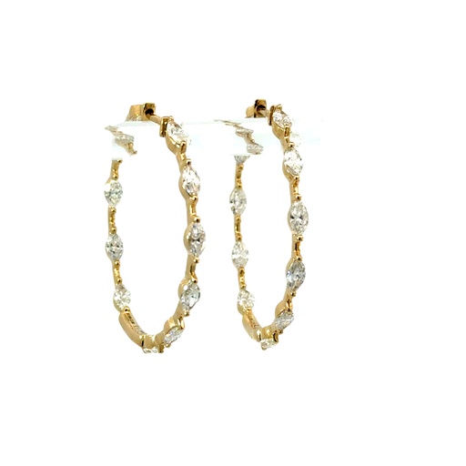 [8316] Marquise In/Out Hoops With (22) Marquise Diamonds Weighing 2.15cttw in 18Kt Yellow Gold