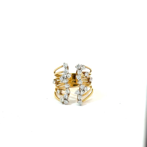 [4856] Open Cuff Ring With (26) Round Diamonds Weighing 1.05cttw In 18Kt Yellow Gold