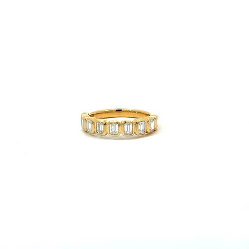 [7257-12] Bezel Set Half Eternity Band With (9) Emerald Cut Diamonds Weighing 0.95ct In 18Kt Yellow Gold