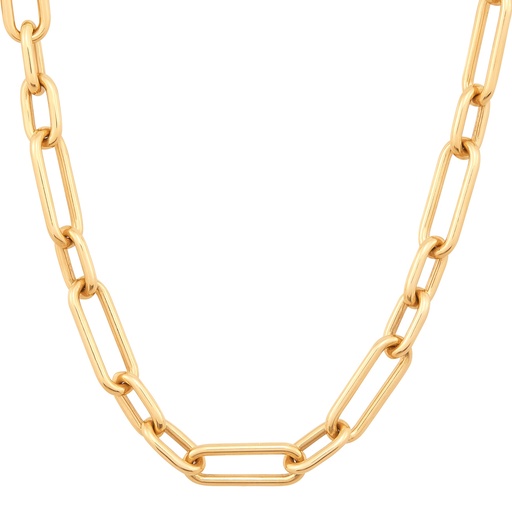 [N2246-14Y-18] 14Kt Yellow Gold Large Paperclip Link Necklace 18"
