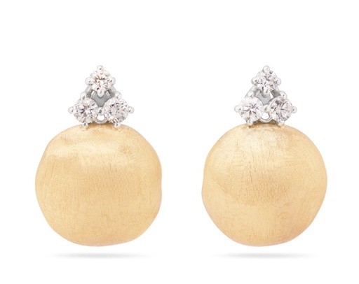 [OB1880_B_YW_Q6] 18Kt Two Toned Africa Diamond Drop Earrings 0.44cttw 