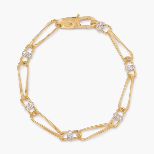 [BG844_B_YW_M5] 18Kt Two Toned Onde Twisted Link Bracelet With (36) Round Diamonds Weighing 0.26cttw