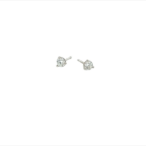 [E001-20 (ER1061)] Round Brilliant Cut Diamond Studs 0.20cttw I/SI2 14Kt White Gold Martini Pushbacks