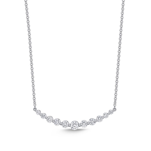 [CNDDF0518008W72000] Smile Necklace With (11) Round Diamonds Weighing 1.12cttw In 18Kt White Gold