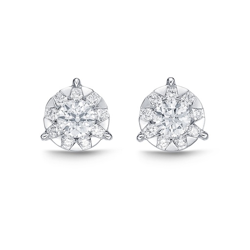[FEBQ12500008W72000] 18Kt White Gold Bouquet Studs With (20) Round Diamonds Weighing 1.04cttw