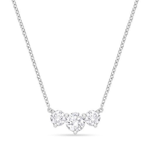 [CNDD21718008W72000] 18Kt White Gold Large Trinity Necklace With (3) Round Diamonds Weighing 0.89cttw