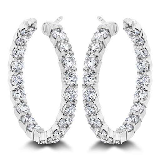 [CHHO48824248W72000] 18Kt White Gol Petite Prong In/Out Hoops With (38) Round Diamonds Weighing 3.13cttw