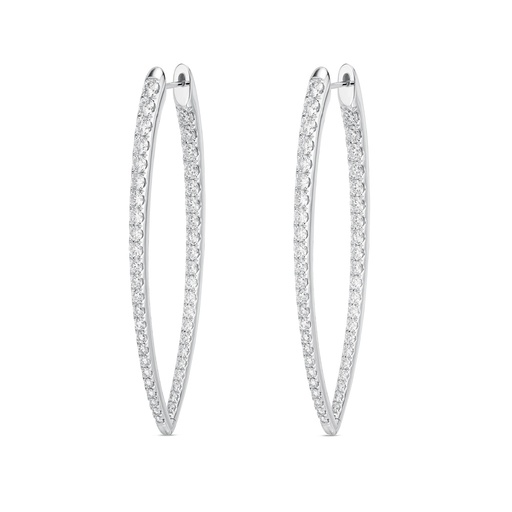 [CHHO25155198W72000] 18Kt White Gold Imperial Hoops With (90) Round Diamonds Weighing 3.45cttw
