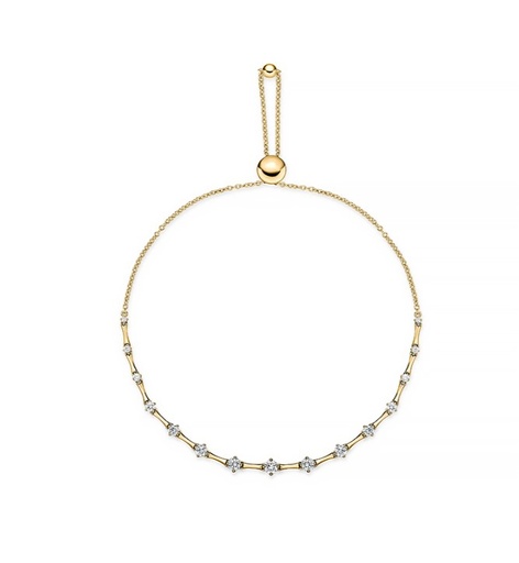 [FBDD21909008W72000] 18Kt Yellow Gold Cadence Bolo Bracelet With (15) Round Diamonds Weighing 0.59cttw