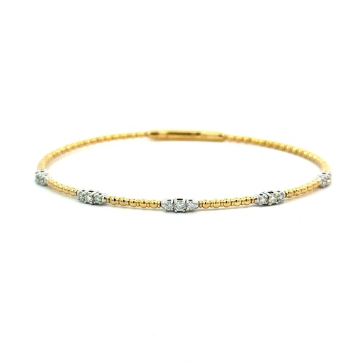 [BDD5371B-360] 14Kt Two Toned Bangle With (15) Round Diamonds Weighing 0.31cttw