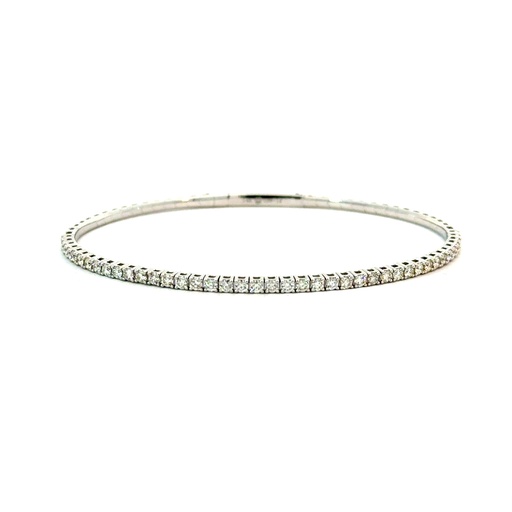 [BDD4442-2434] 14Kt White Gold Bangle With (41) Round Diamonds Weighing 1.00cttw