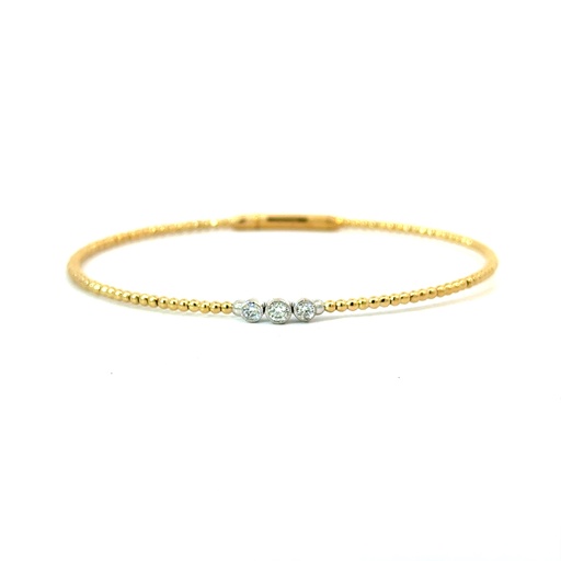 [BDD4662-422] 14Kt Two Toned Bangle With (3) Round Diamonds Weighing 0.18cttw
