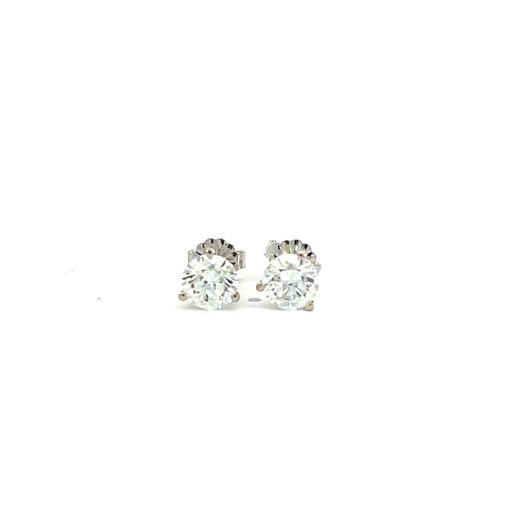 [S15177] Round Brilliant Cut Diamond Studs 1.80cttw HJ/SI1 GIA7508544056 GIA1507629428 14Kt White Gold Martini Pushbacks