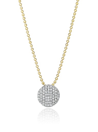 [N20013PDY] 14Kt Yellow Gold Infinity Pendant Necklace With (56) Round Diamonds Weighing 0.27cttw 