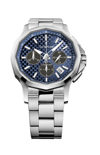[A984/04556] Corum Admiral 42mm Chrono Blue Dial Watch With a Stainless Steel Band
