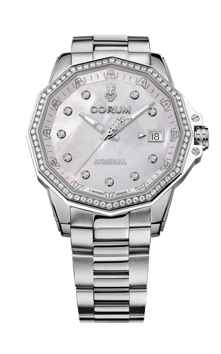 [A082/04543] Corum Admiral AC-One 38mm Watch With A Mother Of Pearl Dial, Diamond Bezel Weighing 0.65cttw And A Titanium Band