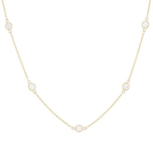 [C1-260-Y] 14Kt Yellow Gold Diamond By The Inch Necklace With (12) Round Diamonds Weighing 2.57cttw 