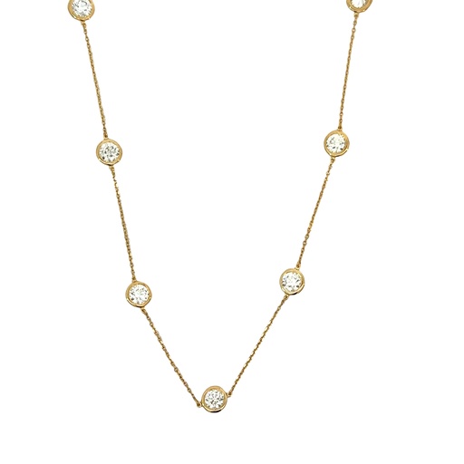 [C1-500-Y] 14Kt Yellow Gold Diamond By The Inch Necklace With (12) Round Diamonds Weighing 4.91cttw