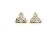 [E009-20-XSY] Trio Cluster Diamond Studs 0.20cttw 14Kt Yellow Gold Pushbacks