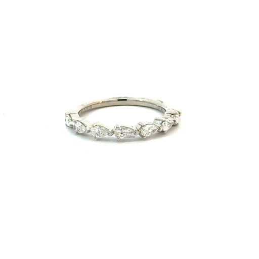 [B0.10PSHWEW-PT-2] Platinum Half Eternity Band With (7) E-W Set Pear Shaped Diamonds Weighing 0.57cttw