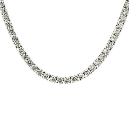 [N-12T-14KW-5] Tennis Necklace With (125) Round Diamonds Weighing 12.52cttw In 14Kt White Gold 